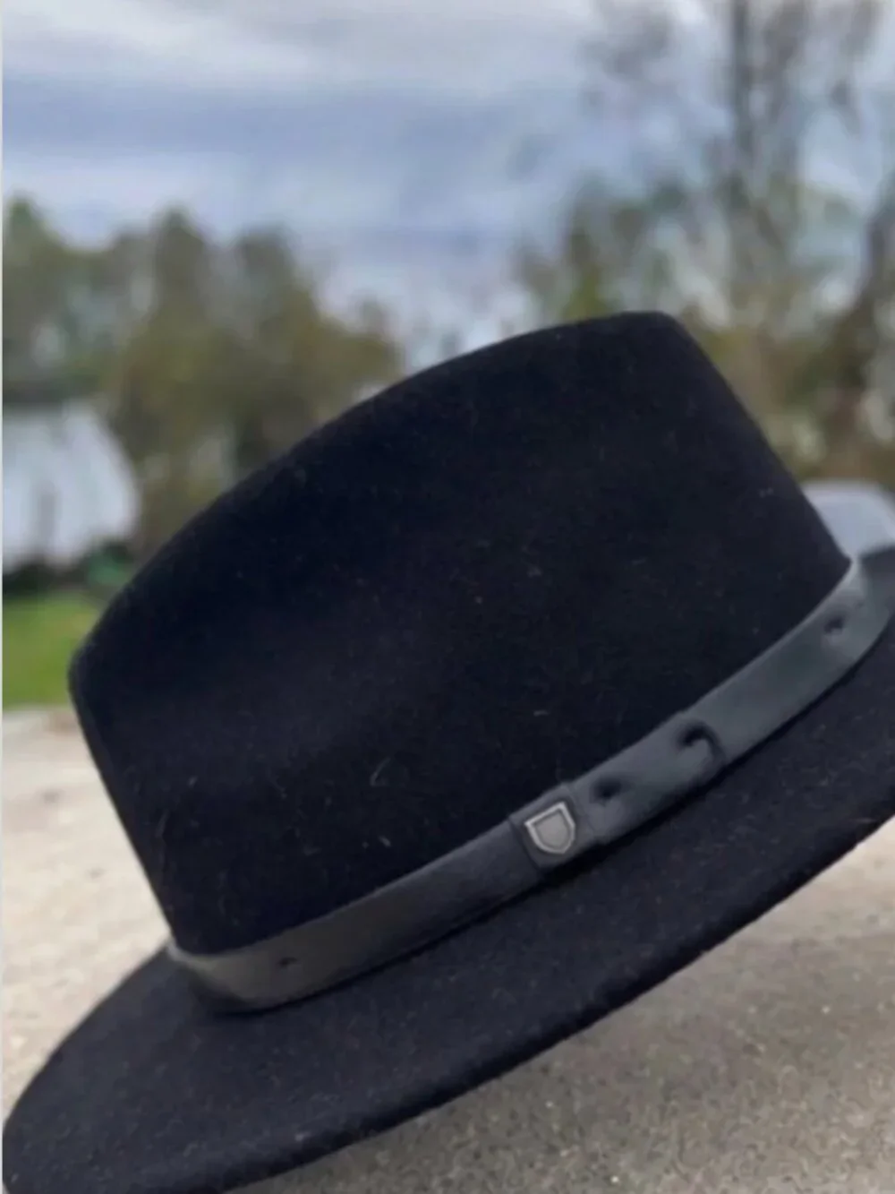 Brixton Men's Black Messer II Fedora Felt Wide Brim Adjustable Hat Size XL